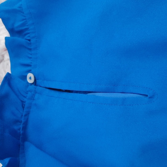 J. Crew Blue Ruffle High Neckline Fully Lined Sleeveless Tunic Top Size XSmall - Picture 7 of 10